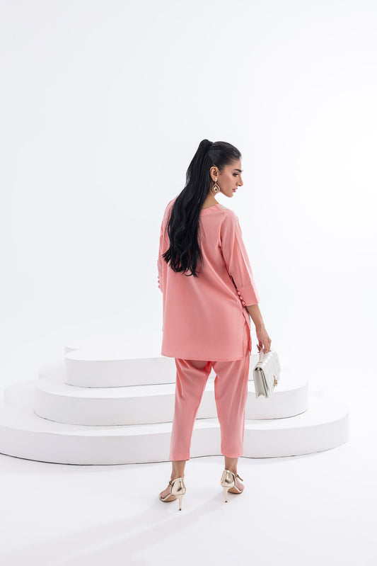 CORAL EASE- EMBROIDERED SHIRT WITH SLIM FIT SHALWAR