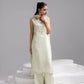 SOLEA – Hand Embroidered Mint Butter Silk Shirt with Viscose Pants & Mukesh Dupatta